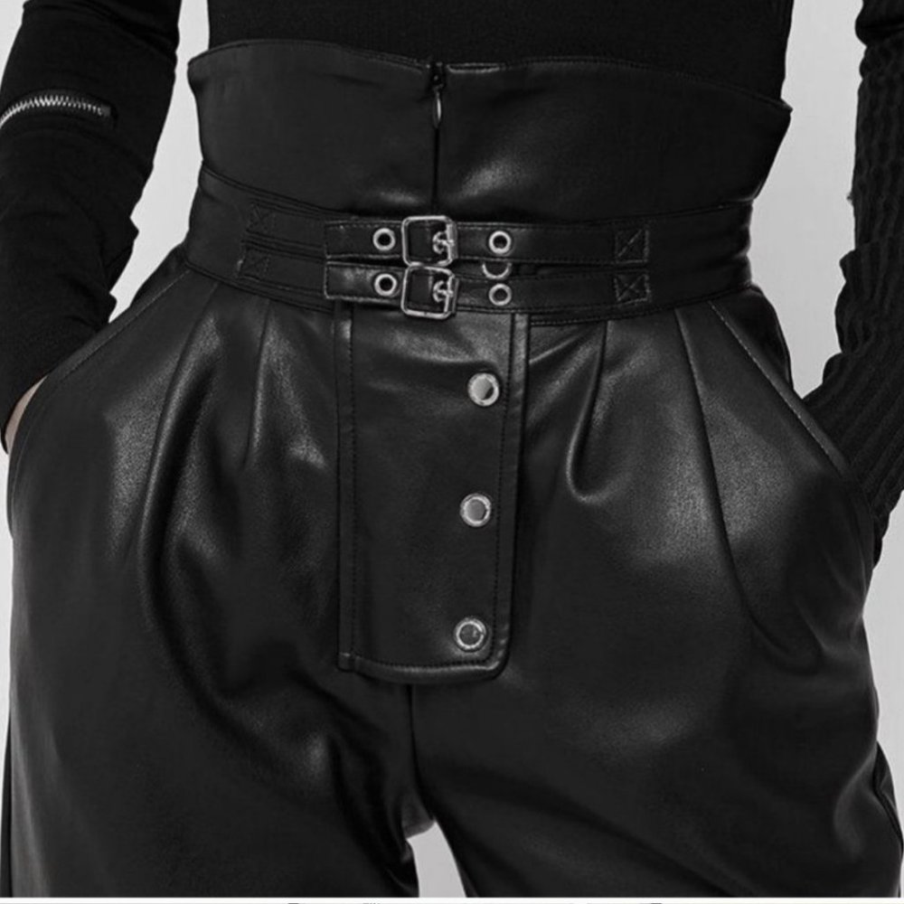 Maniere De Voir Vegan Leather high waisted pants - Picture 2 of 16